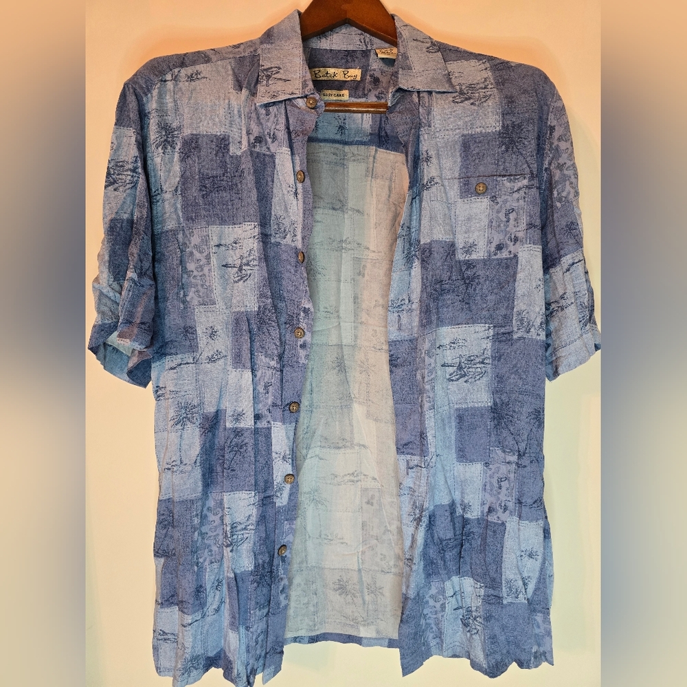 Blue Batek Bay Patterned Button-Up Shirt